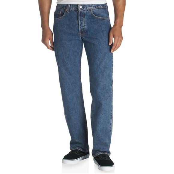 Levi Men's Blue 501 Medium Stonewash Original Fit Button Fly Jeans Size 36 - Picture 1 of 6